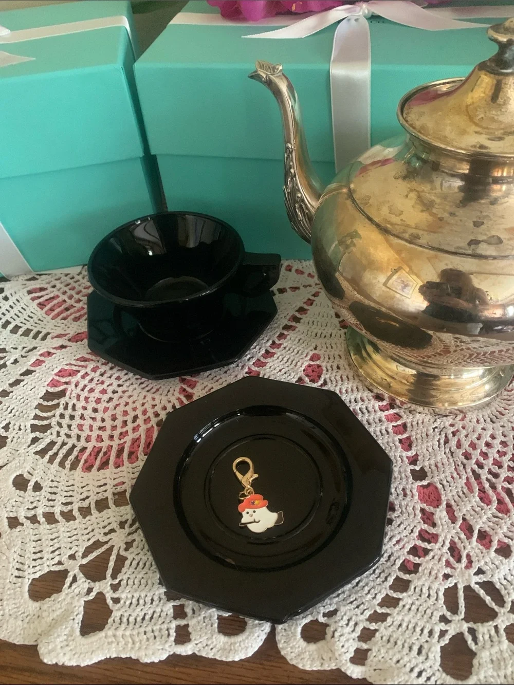 Ghost riding broomstick spooky season Halloween charm